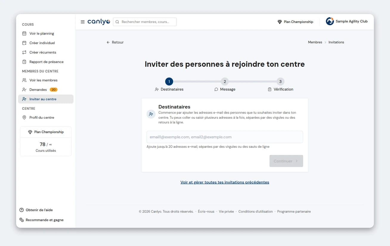 Invitez vos membres par email