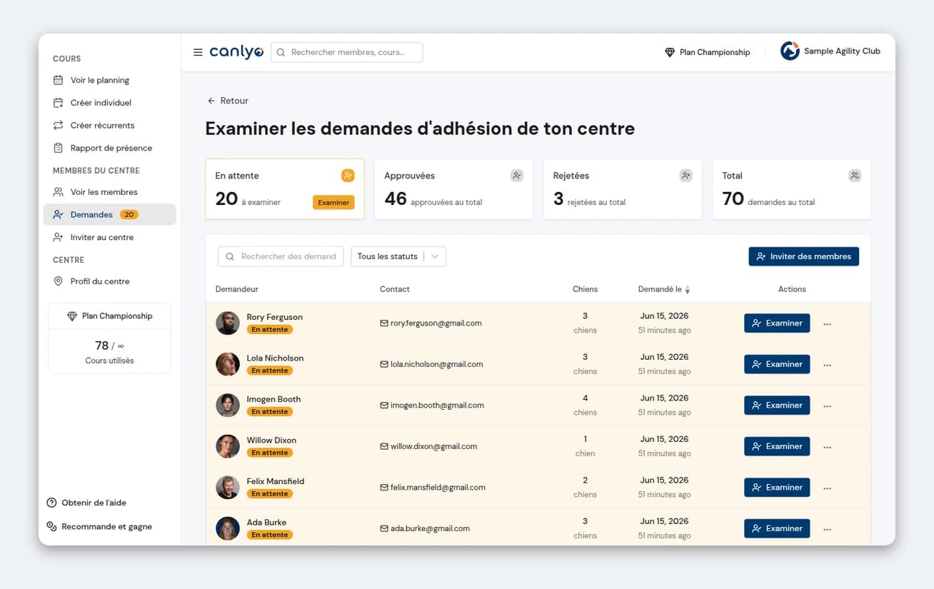 Examinez les demandes d'adhésion