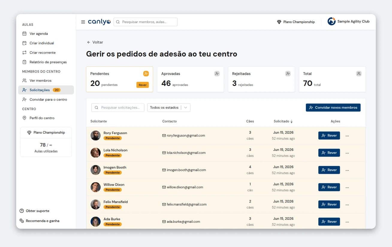 Analisa pedidos de adesão