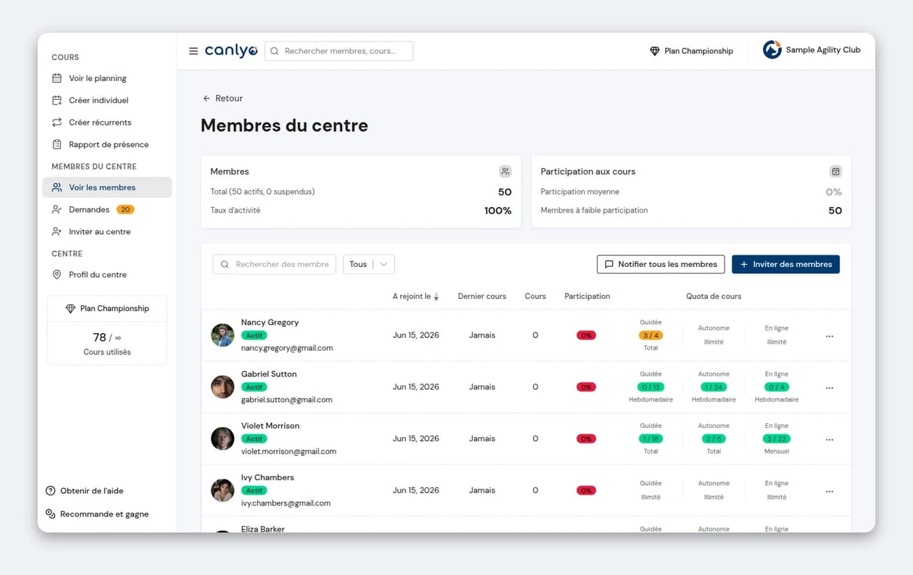 Gérez vos membres