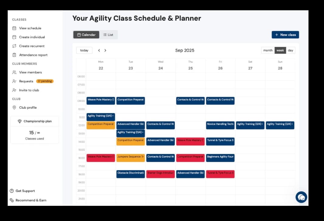 Class calendar