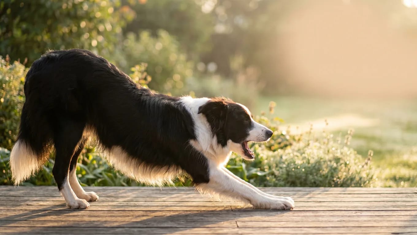 Hunden som strecker sig