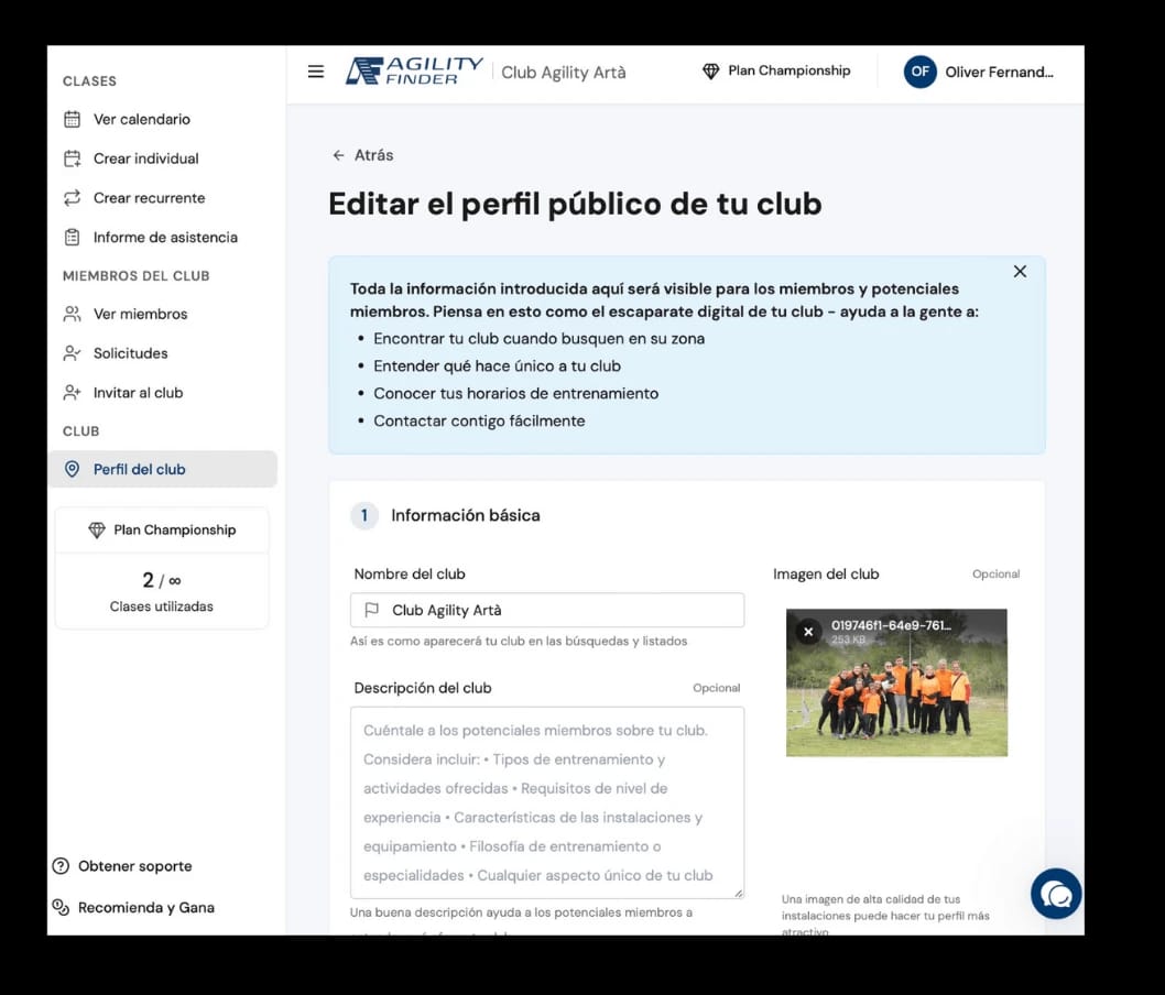 Completa el perfil de tu centro
