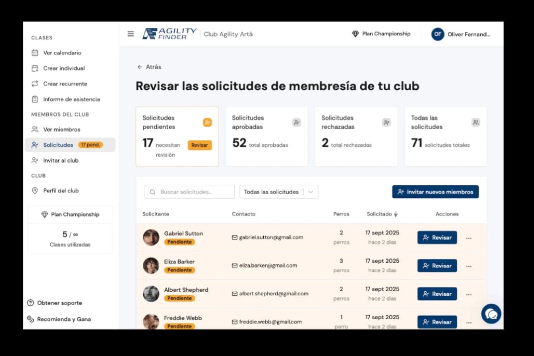 Revisa las solicitudes de socio