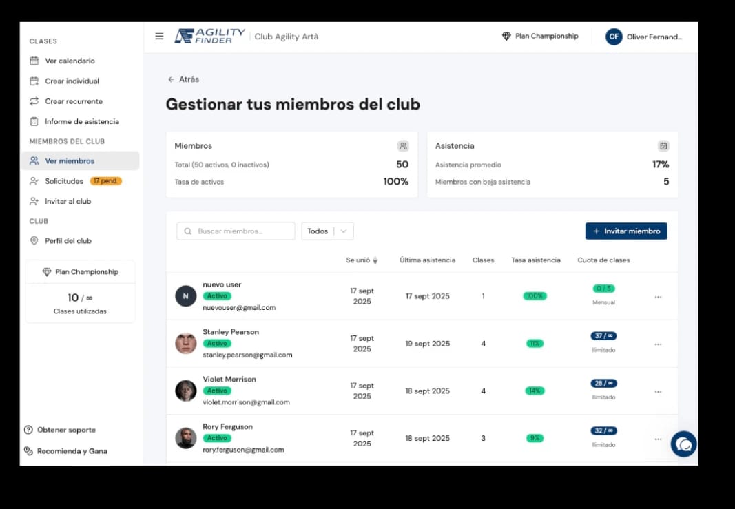 Gestiona a tus socios