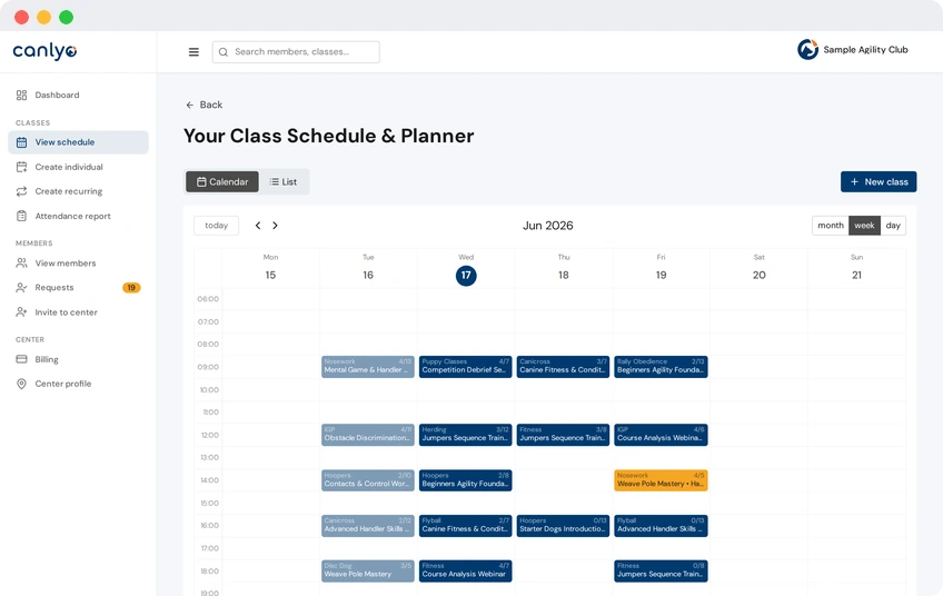 Class calendar