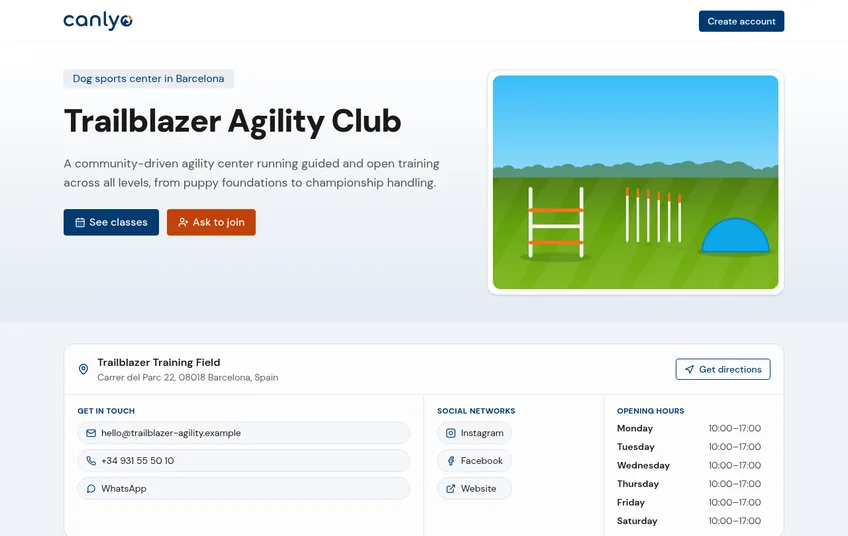 Public club page