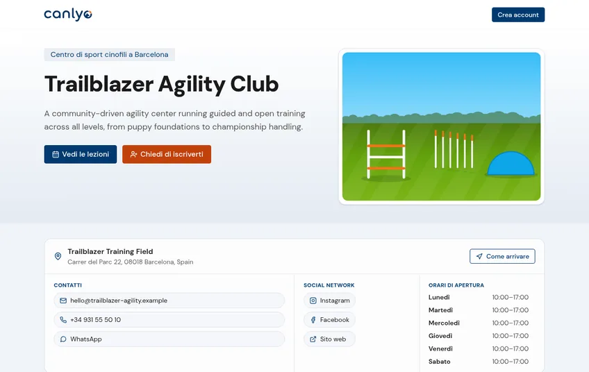 Public club page