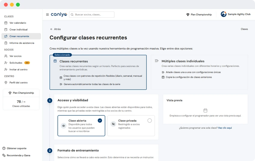 Programación de sesiones